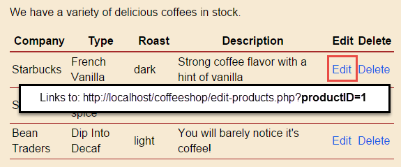 Screenshot with edit link highlighted